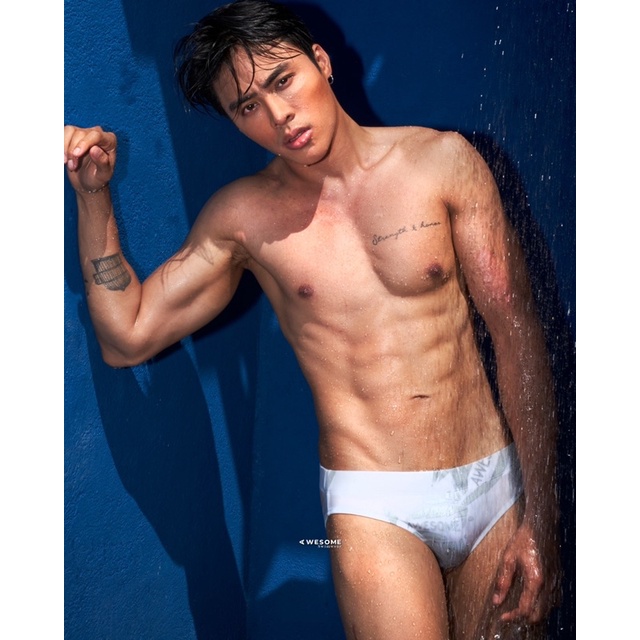 SW004 กางเกงว่ายน้ำ ผ้าเงาพิมพ์ลาย Awesome — صورة 2