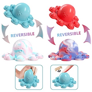 2021 พวงกุญแจ Fidget Pop It Flip Doble สีรุ้งของเล่นบรรเทาความเครียดสําหรับเด็กและผู้ใหญ่