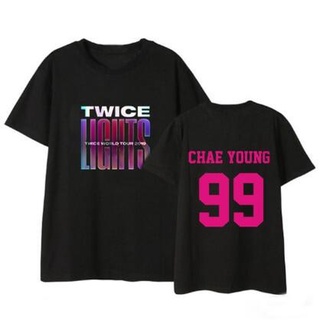 เสื้อยืดผ้าฝ้ายTWICE เสื้อยืด WORLD TOUR 2019คอนเสิร์ตเดียวกันผู้ชาย2022คุณภาพสูงยี่ห้อ T เสื้อลำลองแขนสั้น O-Neck แฟชั่