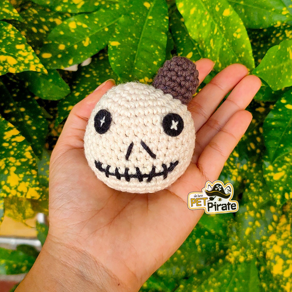 KETAWA ของเล่นหมา ของเล่นโครเชต์ [หัวกะโหลก] ของเล่นสุนัข ผลิตจากฝ้าย ของเล่นขัดฟัน ช่วยนวดเหงือก ของเล่นบีบมีเสียง