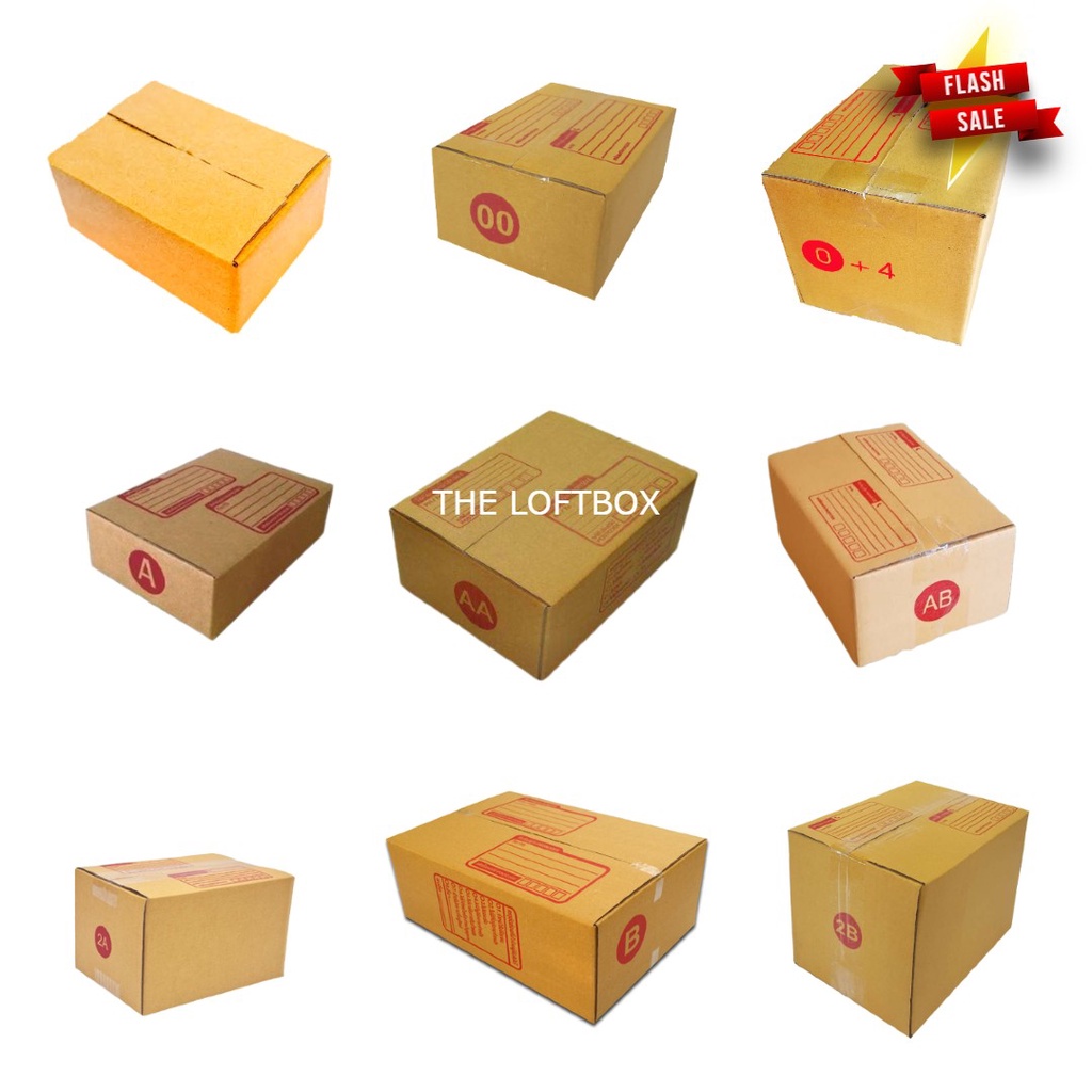 กล่องไปรษณีย์ เบอร์ 00 / 0 / 0+4 / A / AA / AB / 2A / B / CD (แพคละ 5ใบ)