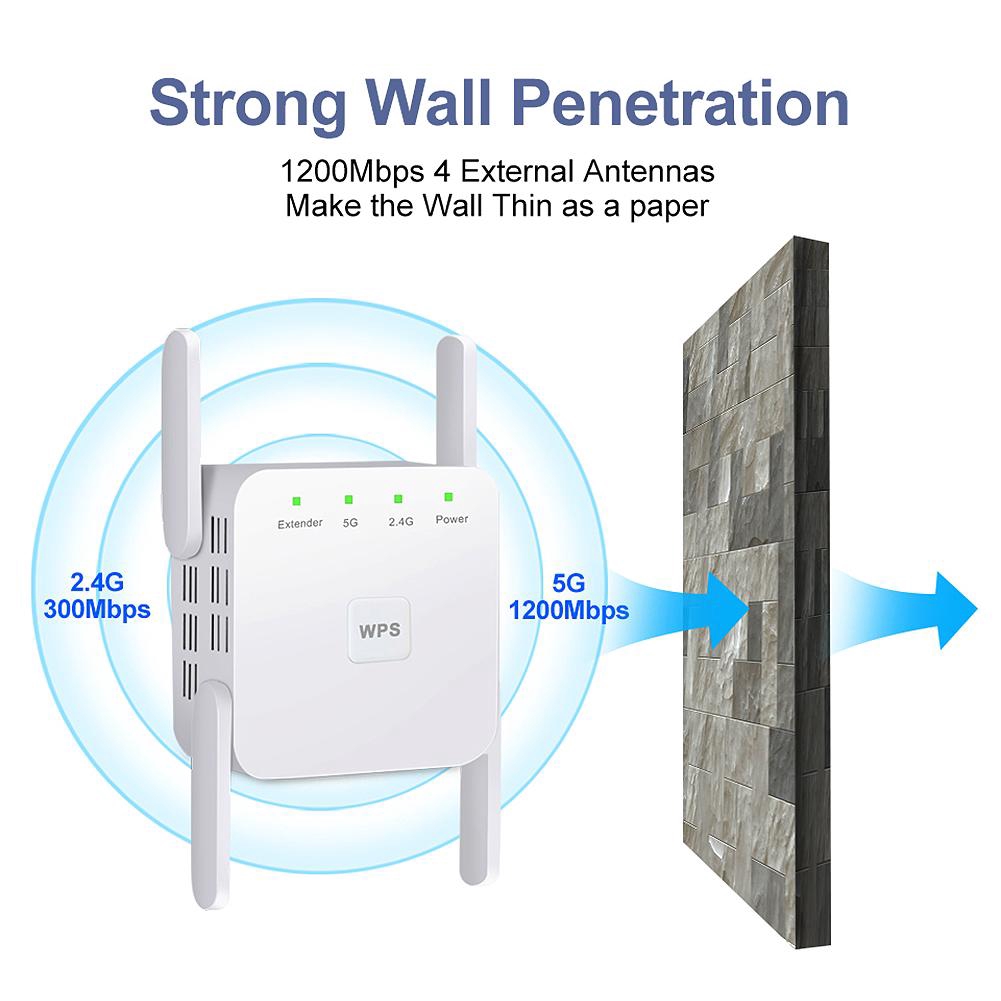 Ry Wireless Wifi Repeater Wi Fi Booster 2 4g 5ghz Wifi เครื่องขยายเสียง 300 1200m Royaltoy