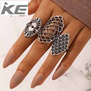 Jewelry Vintage Cutout Ring Three-piece Set Geometric Irregular Ring Set for girls for women l