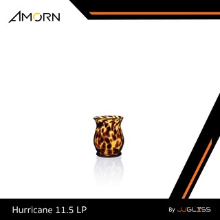 JJGLASS - ( AMORN )  Hurricane 11.5 LP   -  แจกันแก้ว  แฮนด์เมด ลายน้ำตาลดำ