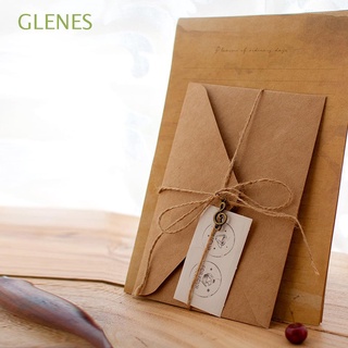 Glenes ซองจดหมายกระดาษคราฟท์ ลายตัวอักษร Love พร้อมเชือก อุปกรณ์เสริมเครื่องเขียน วันวาเลนไทน์ 12 ชิ้น ต่อชุด