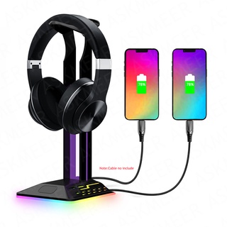 ขาตั้งหูฟังเล่นเกม RGB ไฟ LED พอร์ตฮับ USB 2.0 สําหรับคอมพิวเตอร์ตั้งโต๊ะ