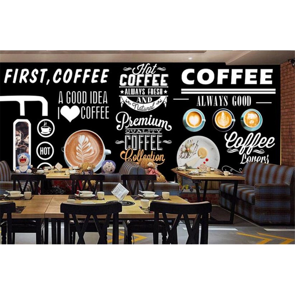 สติกเกอร์วอลเปเปอร์ ลายร้านกาแฟ แบล็กบอร์ด สไตล์ยุโรป อเมริกา สําหรับตกแต่งบ้าน ร้านอาหาร คาเฟ่ บาร์ - รูปที่ 2