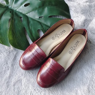 Windy Penny Loafer  หนังนิ่ม สีแดงเข้ม