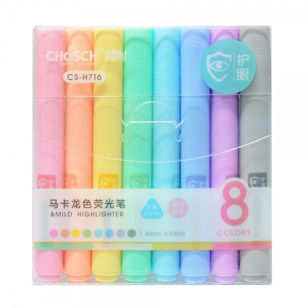 CHOSCH ปากกาเน้นข้อความ ไฮไลท์ สีพาสเทล 8 แท่ง/ชุด