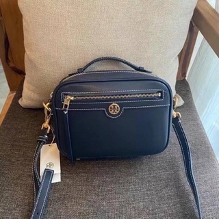 TORY BURCH T MONOGRAM LEATHER CAMERA BAG