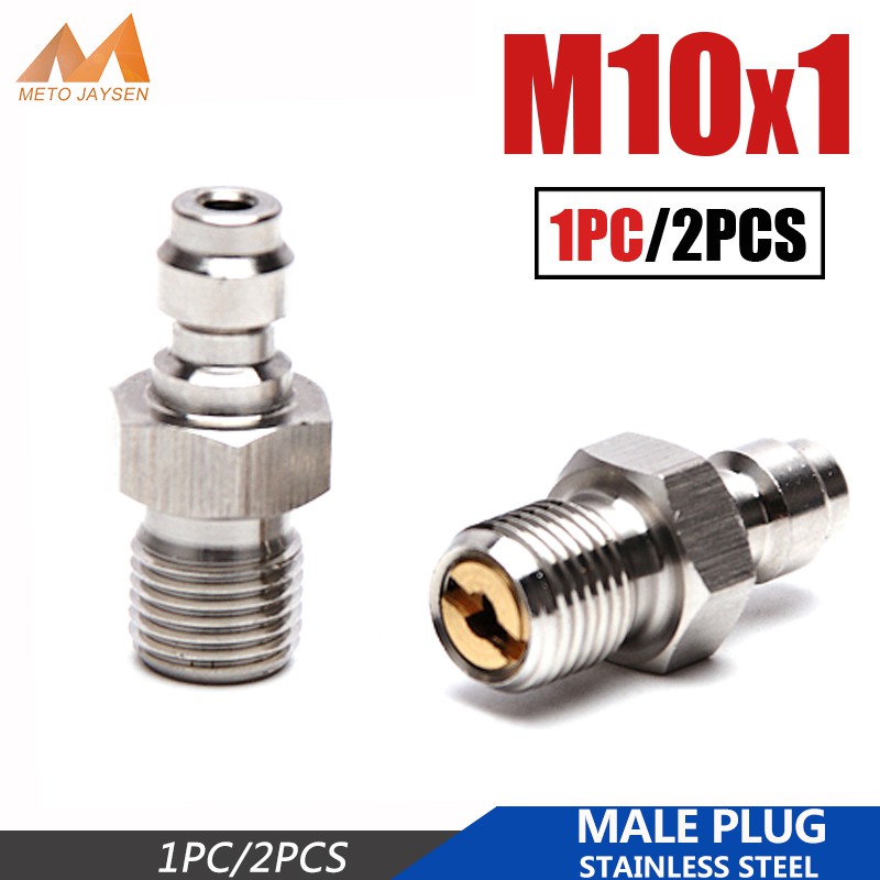 PCP Pneumatic Quick Coupler 8 มม.1/8BSPP 1/8NPT M10x1 ชายปลั๊กอะแดปเตอร์อุปกรณ์ Air Refilling สแตนเลส DIY เครื่องมือ 2 ชิ้น/1 ชุด PCP Devices Coupler Adaptor pcp Quick Coupler ปลั๊กขยาย