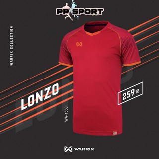 เสื้อฟุตบอลคอวีแขนสั้นสีแดง Football Warrix LONZO WA 1558 Size S-3L