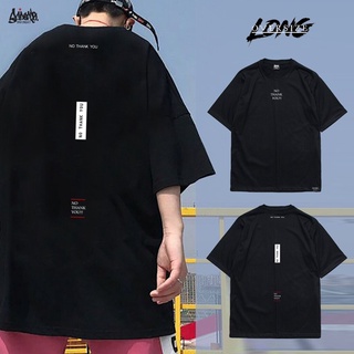 Just Say Bad ® Oversize Long รุ่น No Thanks ( สกรีนนูน ) สีดำ เสื้อทรงA M L / OL เสื้อยืดคอกลมผ้าฝ้าย