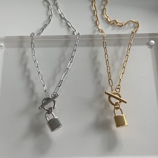 A.piece สร้อยคอไทเทเนียม [titanium &amp; 18K gold plated] lock chain necklace (200)