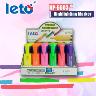 ปากกาไฮไลท์ ปากกาเน้นข้อความ LETO HP-6603-30 HIGHLIGHTING MARKER 30COLORS 30แท่ง/แพ็ค