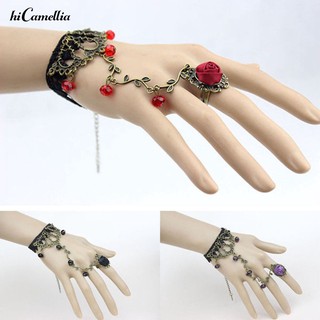 HICA Gothic Lace Flower Hand Slave Chain Ring Harness Bracelet