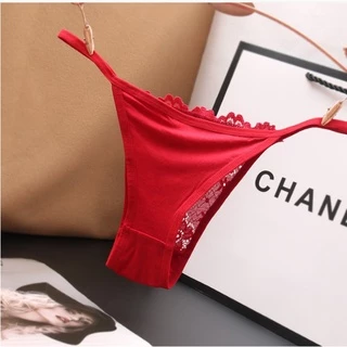 พร้อมส่ง💥LadyCloset Shop💥(N653) กางเกงในเอวสายเดี่ยว แต่งด้านหน้าลูกไม้ สวยเซ็กซี่