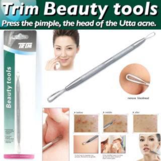 Trim Beauty Tools ที่ดีนสิวเสี้ยน ดันหัวสิว 2 หัว สแตนเลส