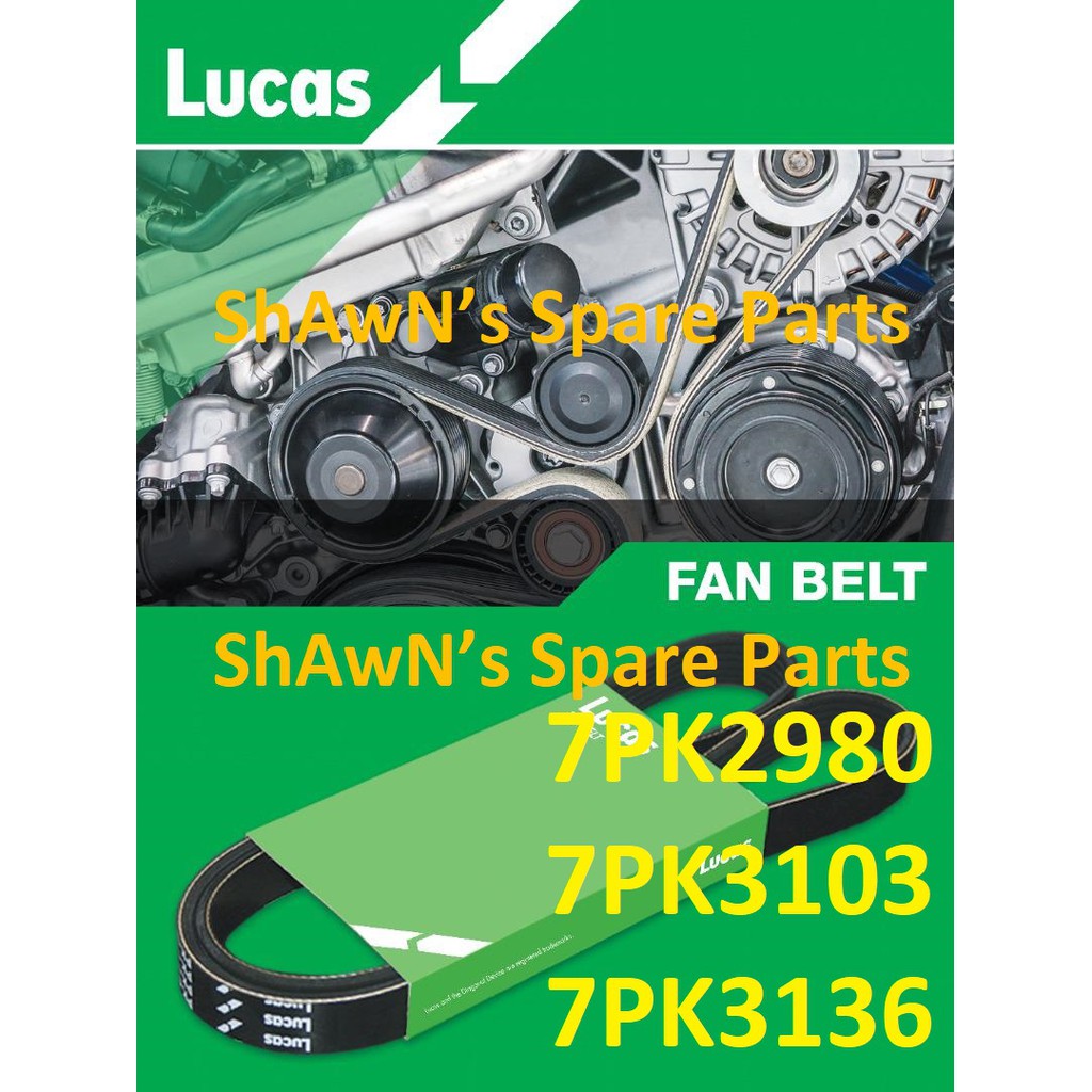 LUCAS สายพานพัดลม 7PK2980 7PK3103 7PK3136 Ford Ranger T6 2.2 3.2 / Mazda BT-50 2.2 3.2