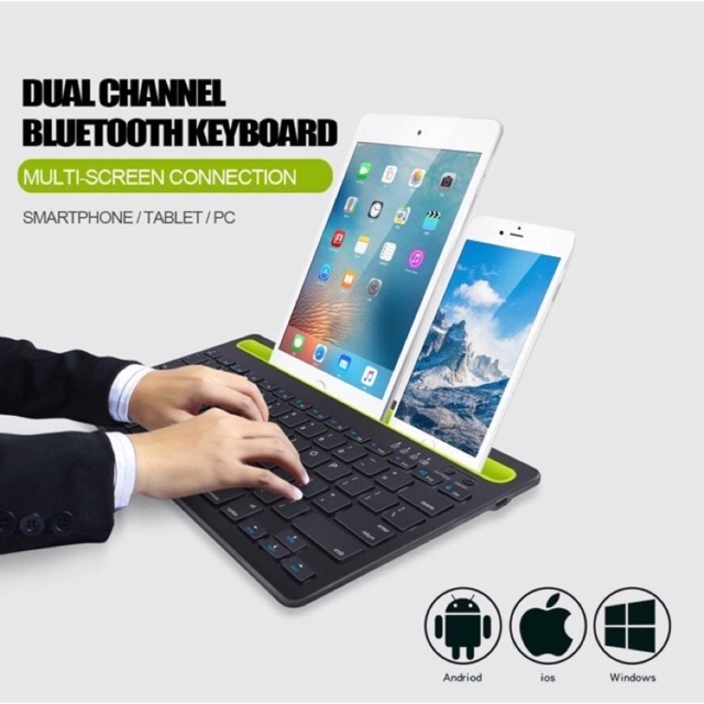 คีย์บอร์ดไร้สาย Fashion Bluetooth keyboard คีย์บอร์ดบลูทูธพร้อมแท่นวางมือถือ แป้นพิมพ์ภาษาไทย สำหรับ iOS/Android/Windows