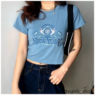 Wittygirls-shop_ เสื้อยืดแขนสั้น ปักลาย เข้ารูป แฟชั่นฤดูร้อน สําหรับผู้หญิง