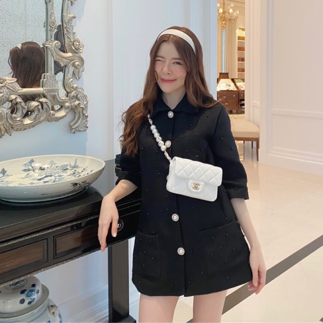 FLAT2112 คอลใหม่ La gabelle dress  size S สีดำ ลองอย่างเดียว ยังไม่ได้ใส่ ป้ายอยู่ครบค่ะ