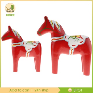 [ Activity-10-] ม้าไม้แบบดั้งเดิม Dala Horse สีฟ้า / แดง 1 คู่