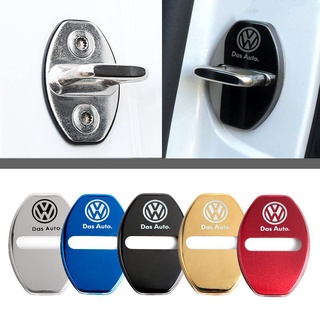 ฝาครอบล็อคประตูรถยนต์ แบบสเตนเลส ลายโลโก้ Volkswagen 4 ชิ้น