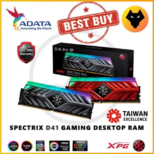 Adata XPG SPECTRIX แรมเกมมิ่ง D41 RGB 3200MHz DDR4 8GB 16GB 3200MHz 3600MHz 3000MHz