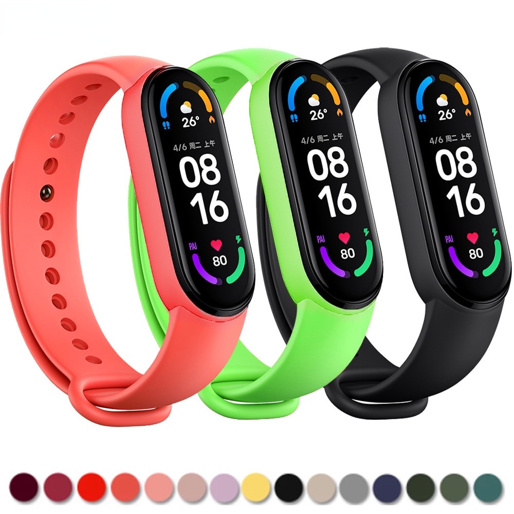 สร้อยข้อมือสําหรับ Mi band 6 7 สายคล้องคอกีฬาซิลิโคน Miband4 miband 5 สายรัดข้อมือสําหรับ xiaomi Mi 