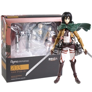 โมเดลฟิกเกอร์ อนิเมะ Attack on Titan Figma 203 Mikasa Ackerman ของเล่นสําหรับเด็ก