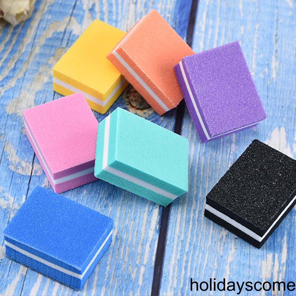 10Pcs Mini Sponge Nail File Double Side Nail Buffer Block Portable Polishing Manicure Tool