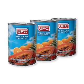 🚚💨พร้อมส่ง!! ยูเอฟซี ฟรุตคอกเทลในน้ำเชื่อม 565 กรัม x 3 กระป๋อง UFC Fruit Cocktail in Syrup 565 g x 3 Cans