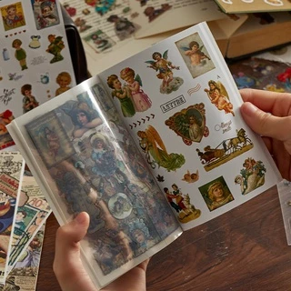 Journamm สติกเกอร์ PET สไตล์วินเทจ สําหรับติดตกแต่งสมุดภาพ เครื่องเขียน DIY 20 หน้า