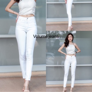 กางเกงยีนส์รุ่นเดฟสี ขาว ครีม ผ้ายืด เอวสูง ป้าย Volume jeans