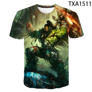 เสื้อยืดคอสเพลย์ แขนสั้น พิมพ์ลาย Warcraft 3 มิติ แฟชั่นฤดูร้อน สําหรับผู้ชาย และผู้หญิง 2022