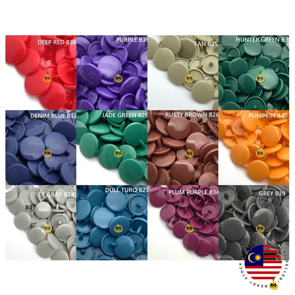 50 ชุด (200 ชิ้น) B21-B40 T5 12.4 มม.KAM Glossy Snap ปุ่มพลาสติก Fastener DIY เรซิ่นสตั๊ดเย็บ Craft 