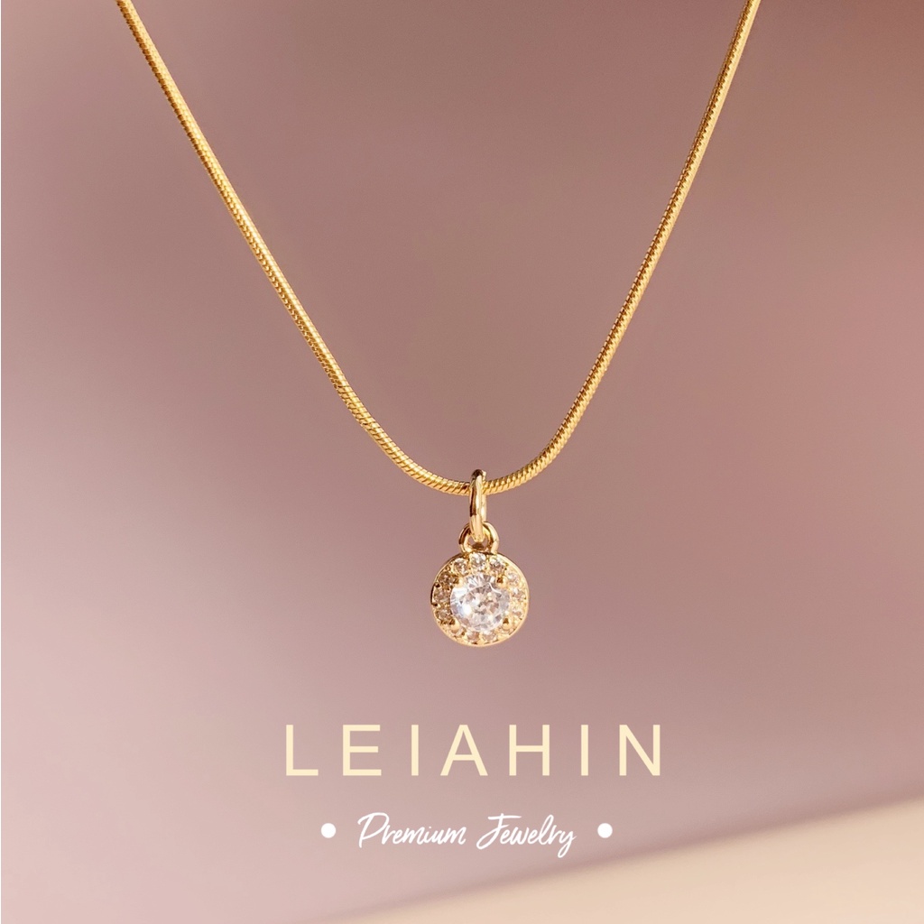 LEIAHIN 18k สร้อยคอเพทาย ชุบทอง ประดับเพทาย สไตล์เกาหลี เรียบง่าย เครื่องประดับแฟชั่น สําหรับผู้หญิง