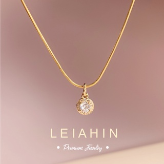 LEIAHIN 18k สร้อยคอเพทาย ชุบทอง ประดับเพทาย สไตล์เกาหลี เรีย…