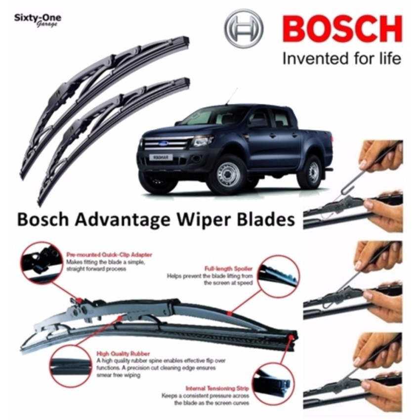 Bosch Advantage 16 &amp; 24 inch ใบปัดน้ำฝน บ๊อช Ford Ranger ขนาด 16 นิ้ว และ 24 นิ้ว