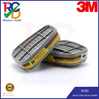 3M 6003 ตลับกรองป้องกันไอระเหย ตัวทำละลาย ไอกรด 3M Organic Vapor &amp; Acid Gas Cartridge