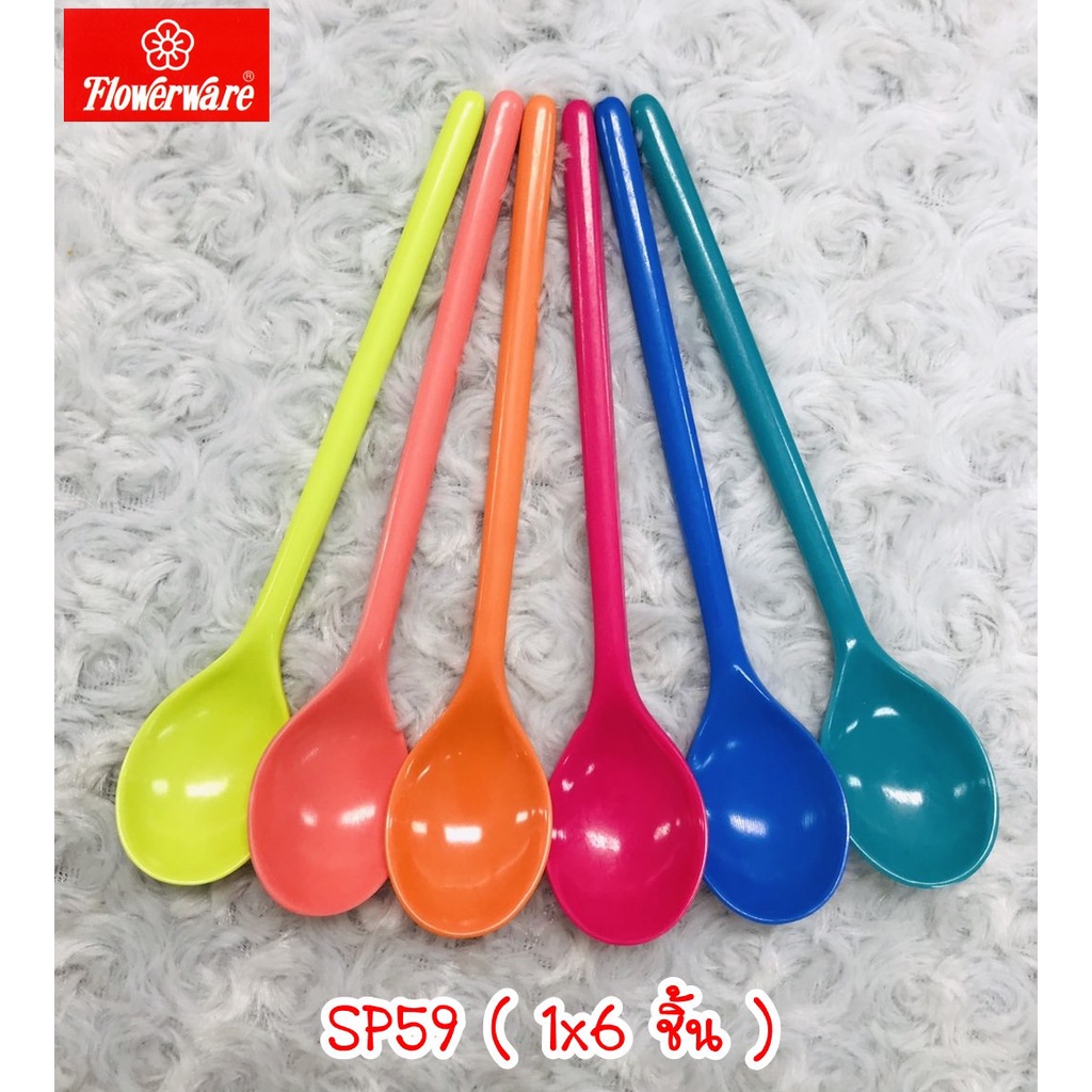 ช้อนชงกาแฟด้ามยาว [แพ็ค 6 ชิ้น] คละสี ช้อนเมลามีน ช้อนชงน้ำหวาน SP830