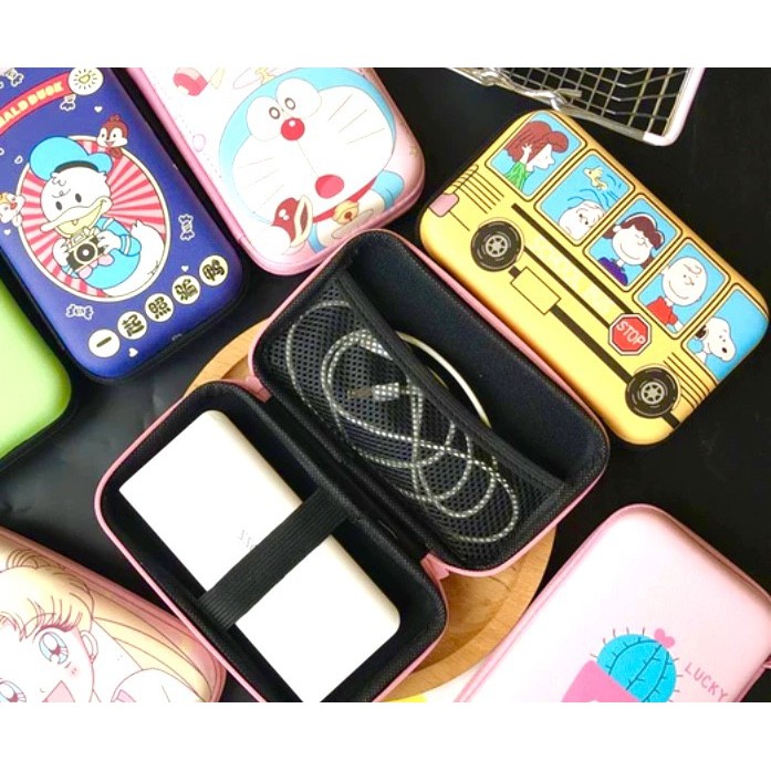 SNOOPY กล่องเก็บสายชาร์จ ใส่ Pwb HDD , หูฟัง Size XL ลาย SNOOPY YELLOW เหลือง งานดี ขนาด16x10x3.5cm สวยงาม ดี MANOPNEST