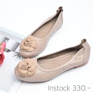 size 36-42 | Flat flower รองเท้าคัทชู ผู้หญิง ส้นแบน ทรงบัลเลต์ คุณภาพดี ด้านหน้าประดับดอกไม้