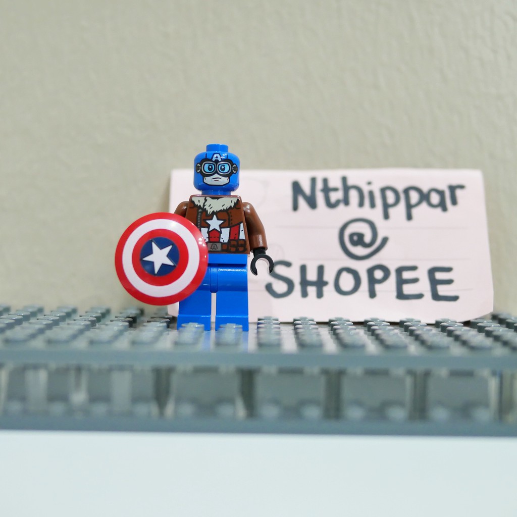 +++ ขาย Lego Captain America Brown Jacket เวอร์ชั่นแจ๊คเก็ตน้ำตาล Avengers จากค่าย Marvel ของแท้ พร้