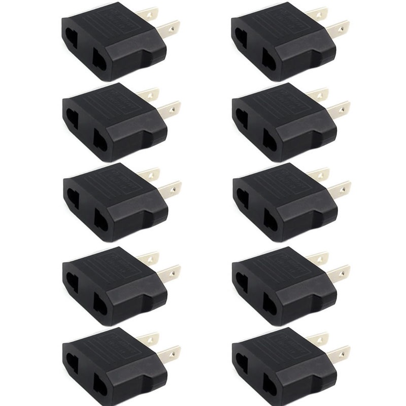 Whi 10 ชิ้น US EU ถึง US Euro Euro Euro Euro Euro Euro Euro Europe Plug Converter Travel Adapter ซ็อ