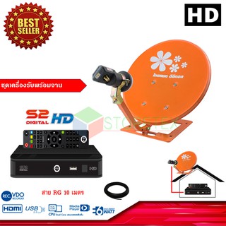 PSI S2 HD ชุดจานดาวเทียมปิคนิคครบเซ็ท + กล่องรับสัญญาณดาวเทียม PSI S2 HD พร้อมสาย10เมตร