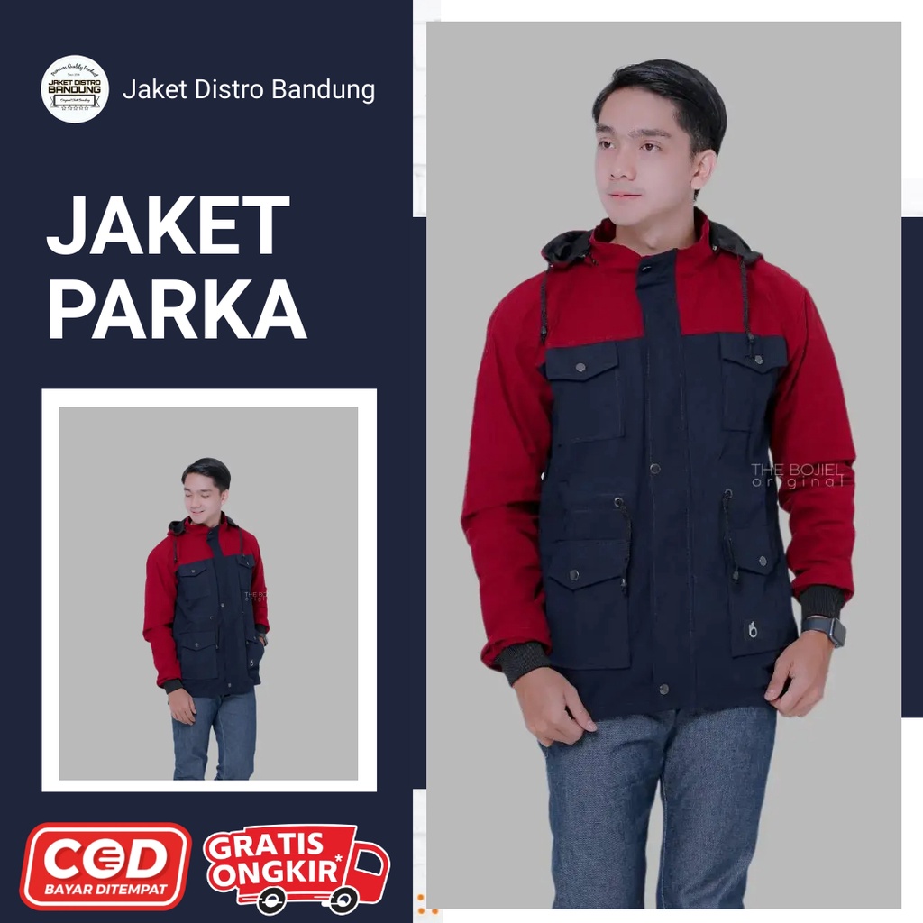 NAVY MAROON CANVAS PARKA JACKET