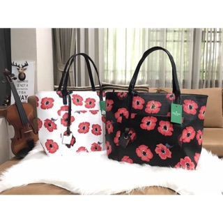 💋 พร้อมส่งรุ่นหายาก! KATE SPADE New York Hyde Lane Poppies Riley Rose Tote Bag กระเป๋าสะพายทรง Tote Bag 🍭