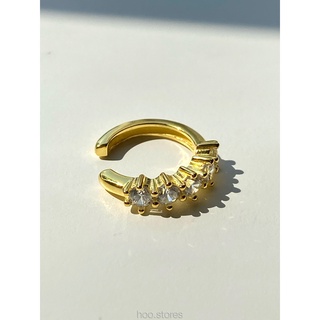 [all silver 925] hoo.stores Round Diamond Cuff (18k Gold plated) ต่างหูหนีบเงินแท้ s925 ต่างหูหนีบประดับเพชร cz ear cuff